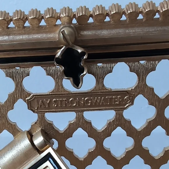 4x6 Gilt Lattice Frame – Black Enamel – Hand-Set Crystals - Picture 4 of 7